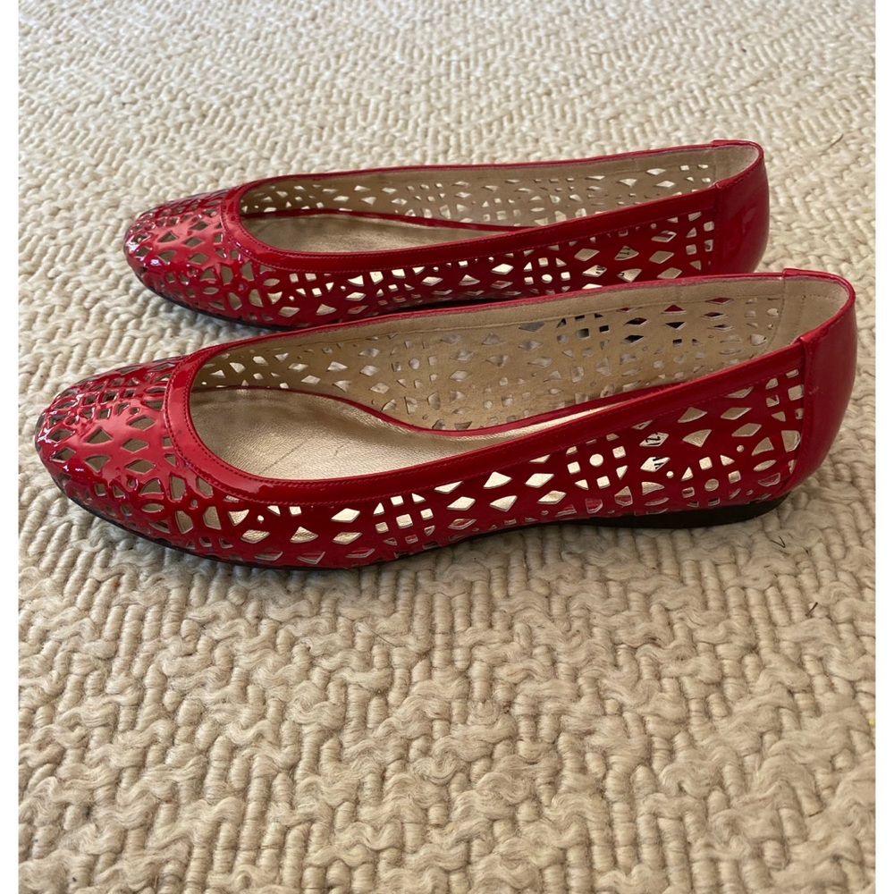 Stuart Weitzman Lasercut Ballet Flats in Red - 8